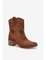 Semišové kožené dámské boty s výřezy na podpatku Zazoo 3844 hnědé Semišové kožené dámské boty s výřezy na podpatku Zazoo 3844 hnědé