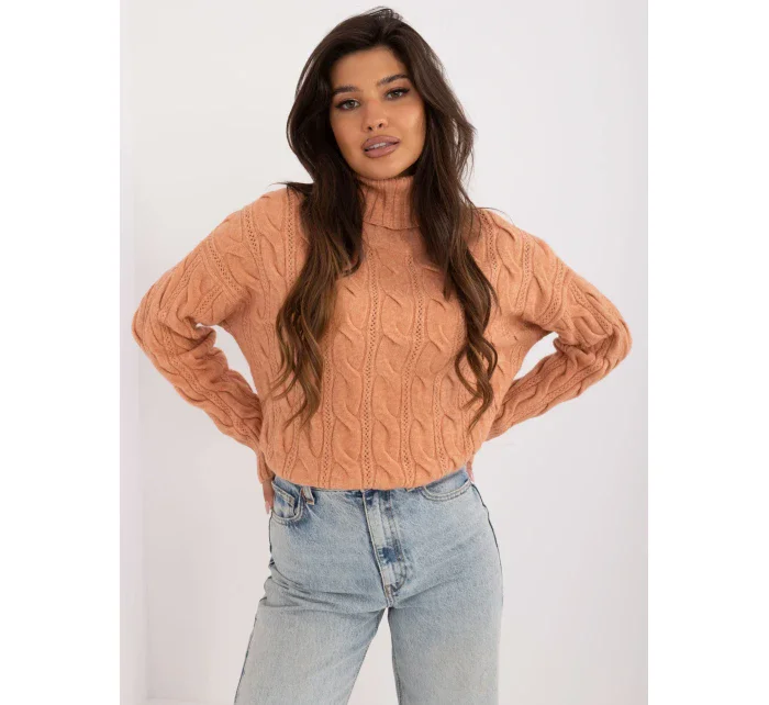 Sweter AT SW model 20459105 jasny pomarańczowy - FPrice Sweter AT SW model 20459105 jasny pomarańczowy - FPrice