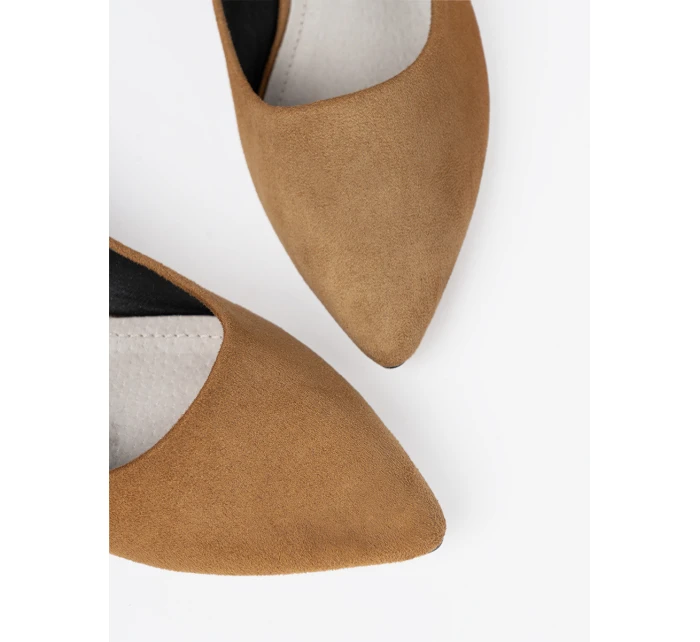 Praktické lodičky hnědé dámské na širokém podpatku Praktické lodičky hnědé dámské na širokém podpatku