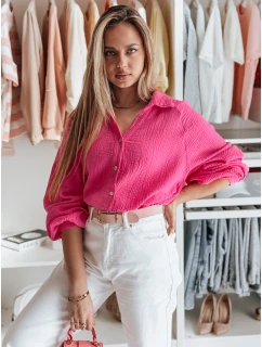 Dámské oversize mušelínové tričko MUSLINEA fuchsiová FashionStreet DY0475