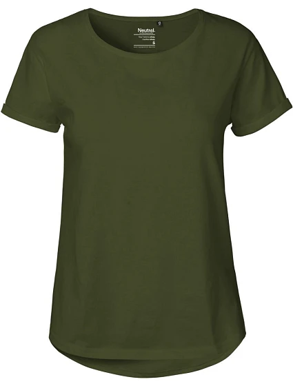 Neutral O 80012 Dámské bio tričko s ohrnutými rukávy 77.8012 military Neutral O 80012 Dámské bio tričko s ohrnutými rukávy 77.8012 military