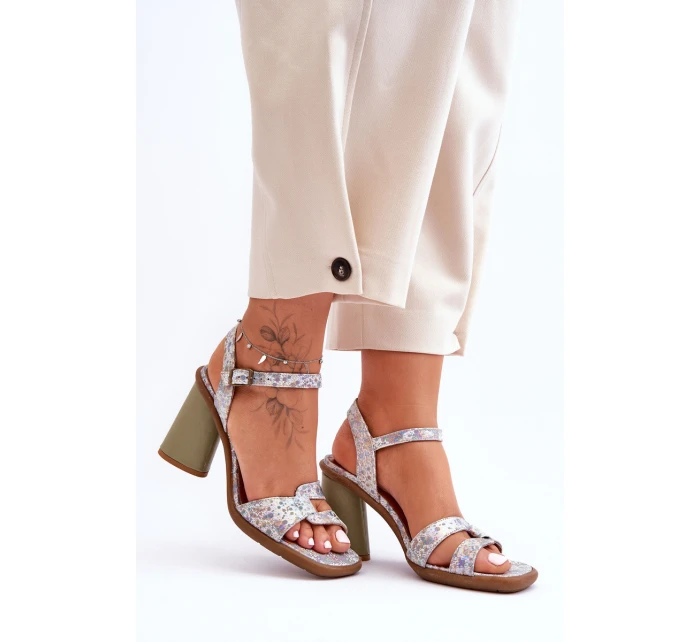 Kožené sandály na podpatku model 21624649 - Maciejka