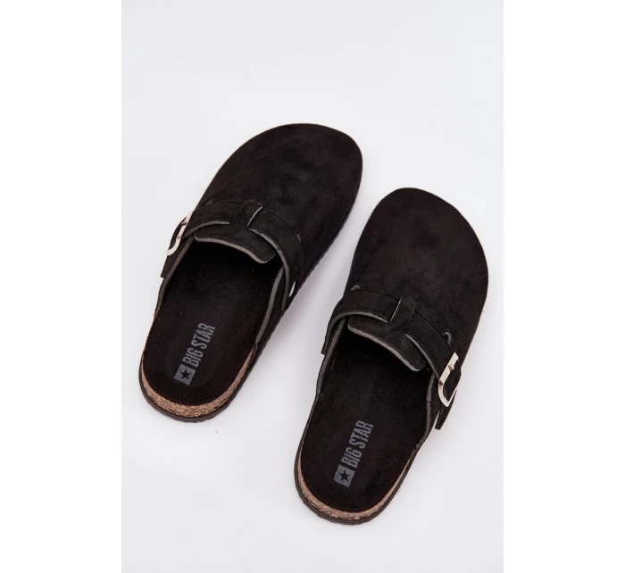 Dámské Pantofle Na Korkové Platformě Stříbrná Spona Big Star SS274736 Černé