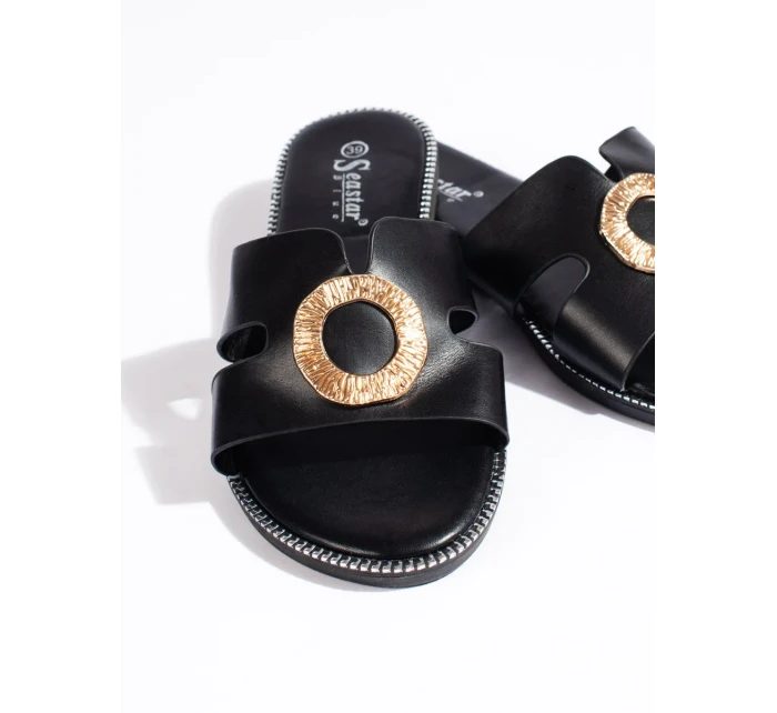 Jedinečné černé sandály dámské bez podpatku Jedinečné černé sandály dámské bez podpatku