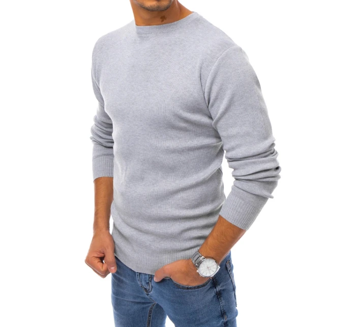 Pánský světle šedý svetr FashionStreet WX1715 Pánský světle šedý svetr FashionStreet WX1715