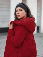 Dámská prošívaná zimní bunda s kapucí FEMACOAT vínová FashionStreet TY5479