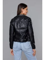 Černá bunda ramoneska s klopami model 18117116 - J.STYLE Černá bunda ramoneska s klopami model 18117116 - J.STYLE