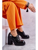 Lakované boty na masivním sloupku Černé model 21596565 - Boto