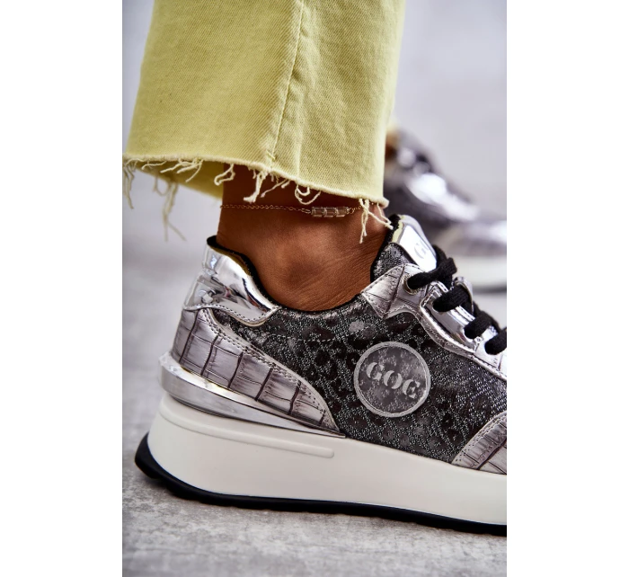 Dámská sportovní obuv na klínku GOE KK2N4083 stříbrne Dámská sportovní obuv na klínku GOE KK2N4083 stříbrne