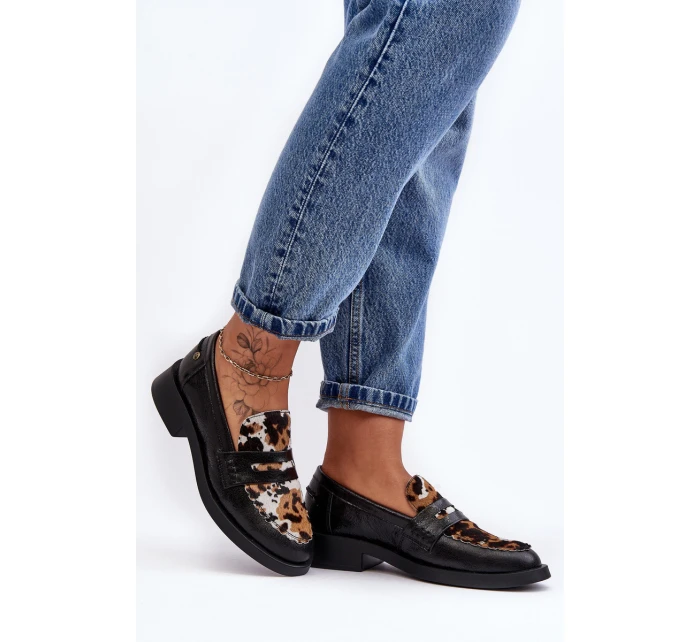 Kožené Ženy Mokasíny Maciejka 06250-01 Černá