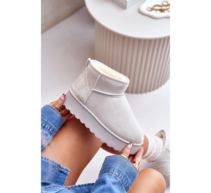 Dámské Sněhule Na Platformě Zateplené Kožíškem Světle Šedé Xamella