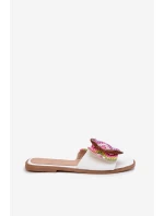 Dámské Ploché Pantofle S Přezkou Bílé model 21699417 - Boto Dámské Ploché Pantofle S Přezkou Bílé model 21699417 - Boto