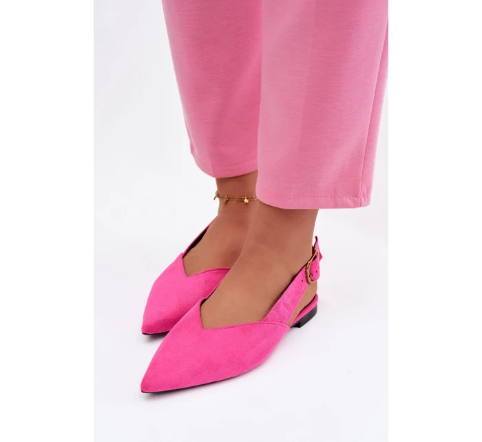 Baleríny s Zlatým Přezkou Eco Semišové Růžové model 21937565 - Boto