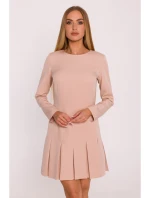 Šaty s záhyby béžové model 21295918 - Moe Šaty s záhyby béžové model 21295918 - Moe