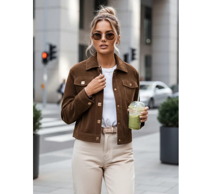 FashionStreet dámská hnědá semišová bunda TY5581