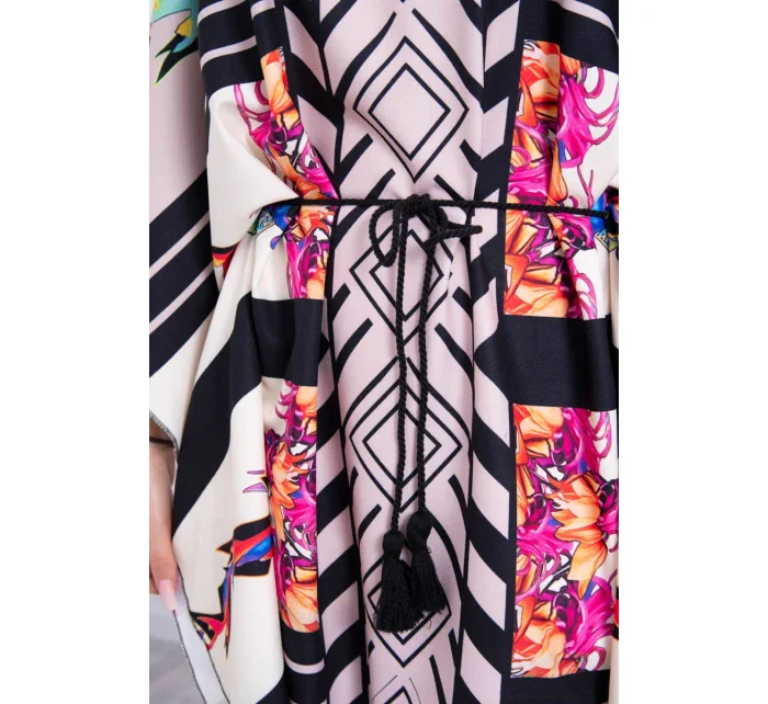 šaty s vázáním v béžové model 18748169 - K-Fashion šaty s vázáním v béžové model 18748169 - K-Fashion