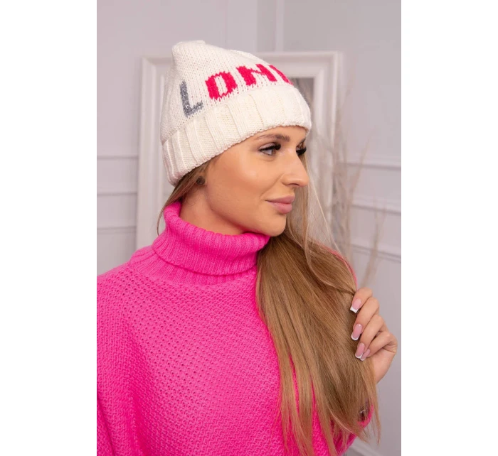 Dámská čepice London model 18752269 ecru - K-Fashion Dámská čepice London model 18752269 ecru - K-Fashion
