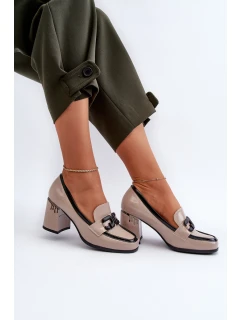 Dámské polobotky na podpatku béžové D&A model 21655949 - S.Barski