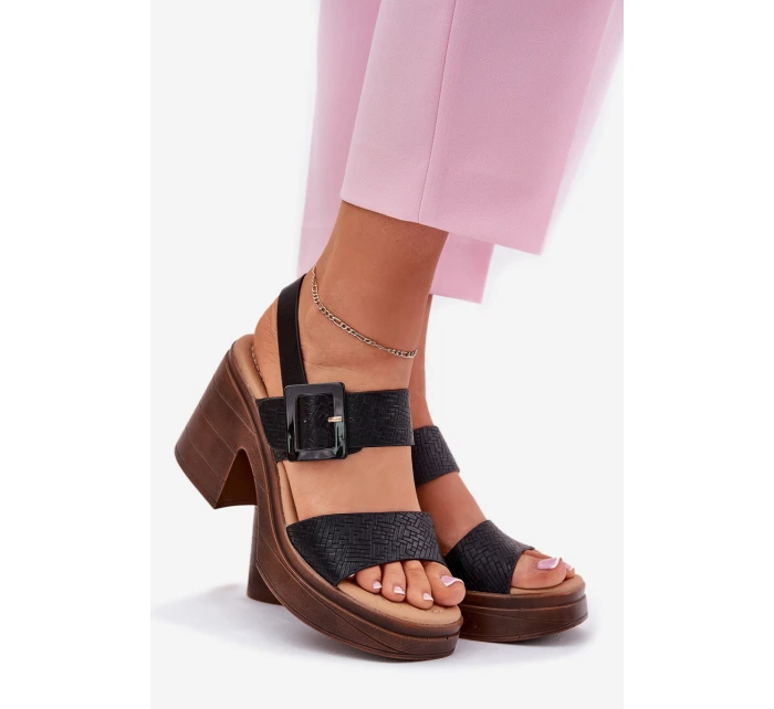 Dámské sandály na masivním podpatku a platformě Černé model 21695414 - VINCEZA