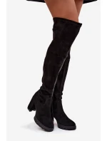 Dámské kozačky nad koleno na  semišová černá model 21757635 - Boto
