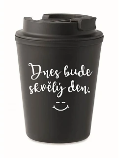 DNES BUDE SKVĚLÝ DEN. - černý termohrnek 300 ml