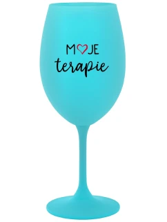 MOJE TERAPIE - tyrkysová sklenice na víno 350 ml