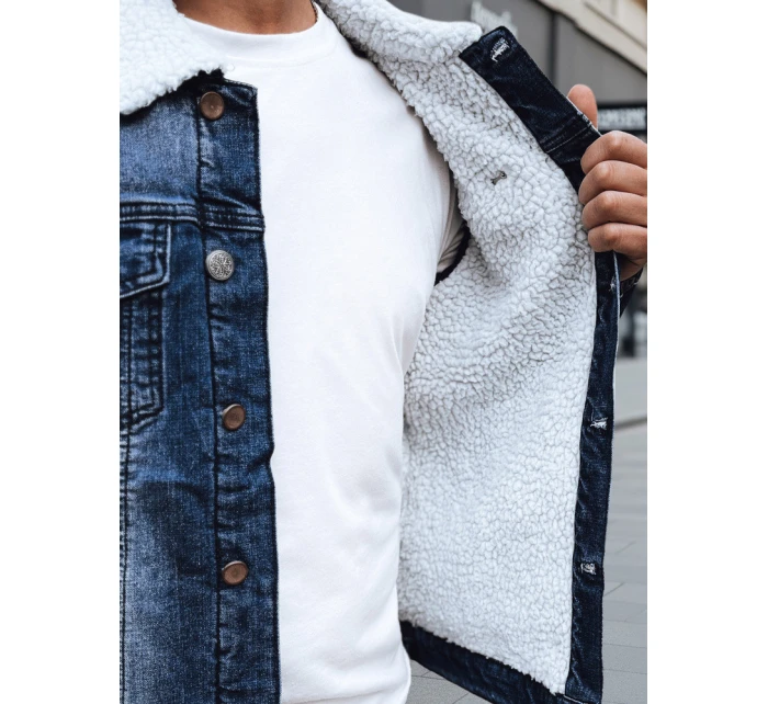 Pánská zateplená džínová bunda s ovčí kůží modrá FashionStreet TX4727z