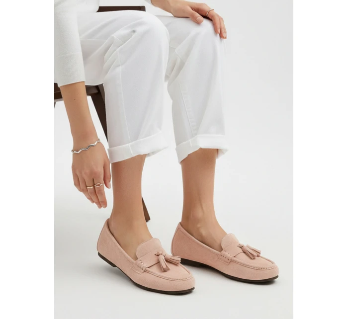 Dámské semišové růžové mokasíny model 21996161 - Dstreet