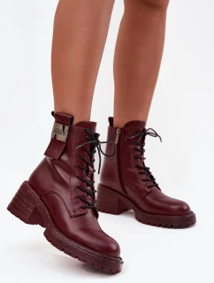 Kožené dámské workery na s ozdobným detailem  bordó model 21713658 - Artiker