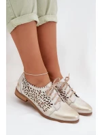 Kožené síťované dámské polobotky Zazoo 3195 zlaté