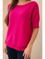 Dámský svetr z viskózy s krátkým rukávem fuchsie Dámský svetr z viskózy s krátkým rukávem fuchsie
