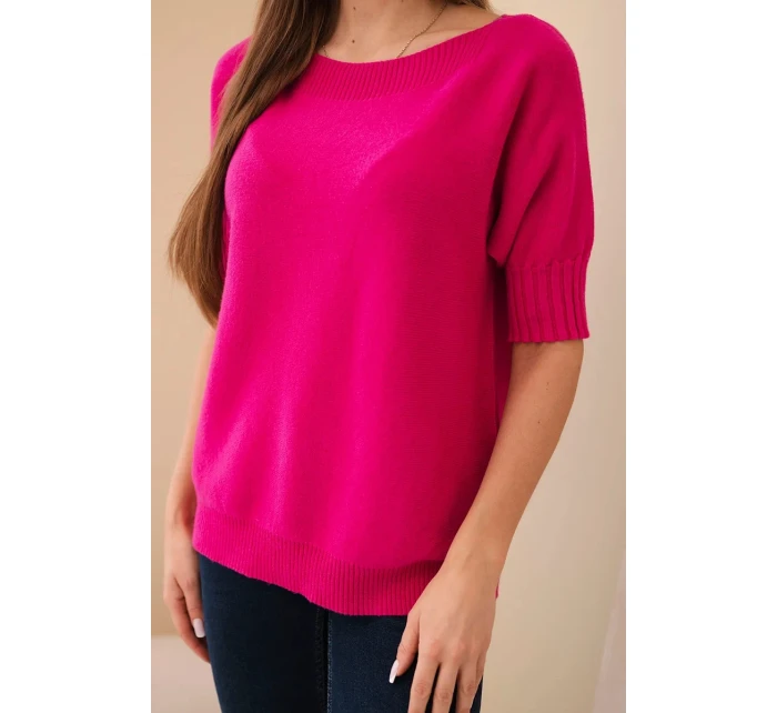 Dámský svetr z viskózy s krátkým rukávem fuchsie Dámský svetr z viskózy s krátkým rukávem fuchsie