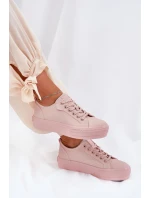 Dámské tenisky na platformě z eko kůže Big Star – růžové Dámské tenisky na platformě z eko kůže Big Star – růžové
