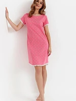 Dámská noční košile 446 Růžová s bílou vzor - Cana