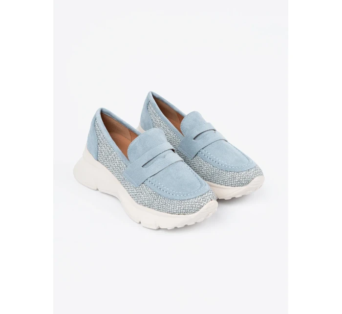 Výborné  polobotky dámské modré platforma