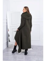Zateplené šaty s delšími boky khaki