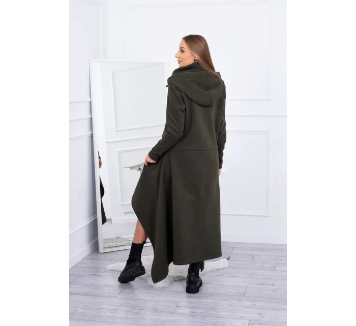 Zateplené šaty s delšími boky khaki