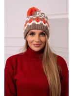 Dámská čepice Laila K283 dark beige+ecru Dámská čepice Laila K283 dark beige+ecru