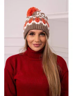 Dámská čepice Laila K283 dark beige+ecru