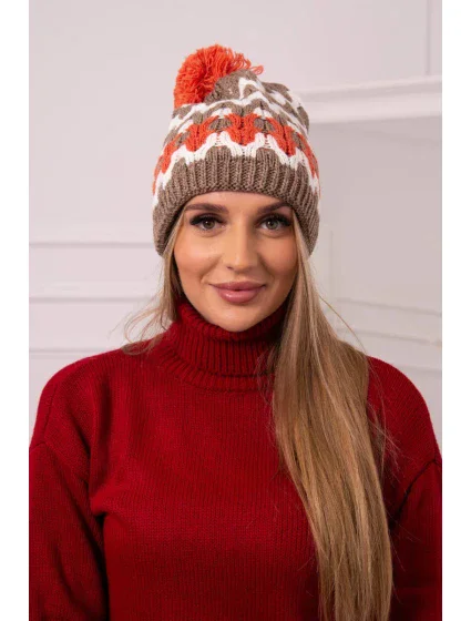 Dámská čepice Laila K283 dark beige+ecru Dámská čepice Laila K283 dark beige+ecru