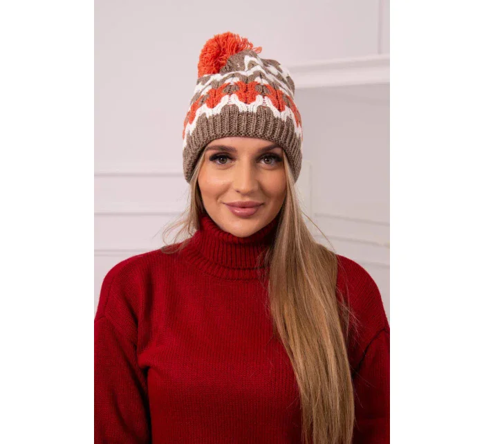 Dámská čepice Laila K283 dark beige+ecru Dámská čepice Laila K283 dark beige+ecru