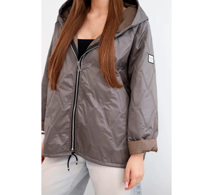 Dámská jarní prošívaná bunda s kapucí a zipem fango
