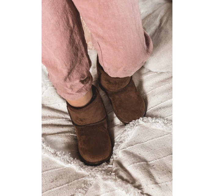 Dětské Teplé Sněhule Semišové Hnědé model 21564106 - Boto Dětské Teplé Sněhule Semišové Hnědé model 21564106 - Boto