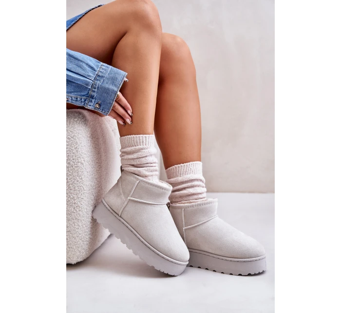 Dámské Sněhule Na Platformě Zateplené Kožíškem Světle Šedé Xamella