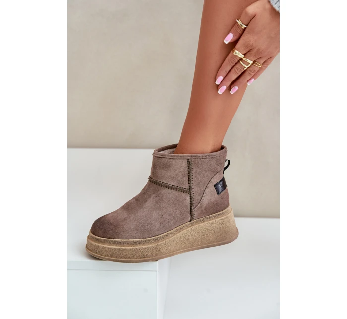 Kožené Semišové Sněhule Na Platformě A Klínu Hnědé Maciejka 06769-02 Tmavě hnědé Kožené Semišové Sněhule Na Platformě A Klínu Hnědé Maciejka 06769-02 Tmavě hnědé