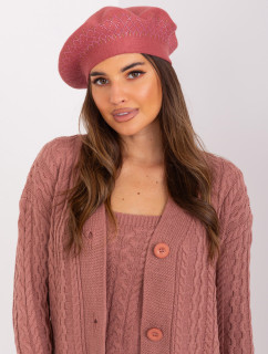 Zaprášený růžový dámský baret s aplikacemi