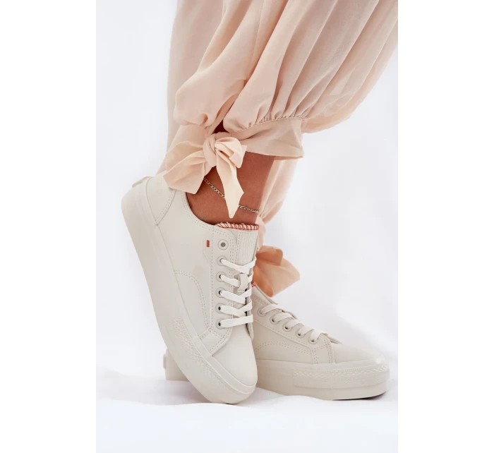 Dámské tenisky na platformě Big Star – světle béžové Dámské tenisky na platformě Big Star – světle béžové