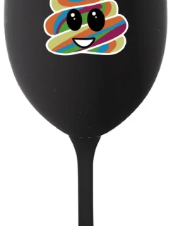 DUHOVÉ VESELÉ EE - čierny pohár na víno 350 ml
