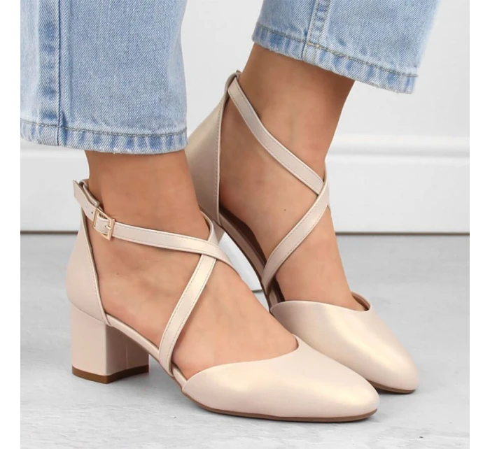 Sergio Leone W SK365B perleťové béžové sandály s pásky