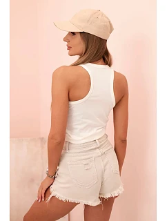 Dámská tílko z bavlny s kulatým výstřihem ecru